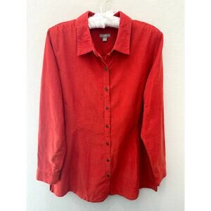 J. JILL | Orange Corduroy Button Down Shirt 100% Cotton | Size Medium